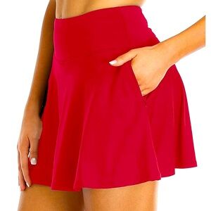 Oalka - XXL - Red Pleated skirt - skort with pockets